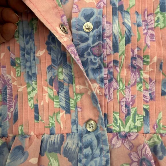 VTG MODELS COAT Womens House Jacket Floral Snap Cotton Size 8 Pockets Midi - Picture 7 of 10